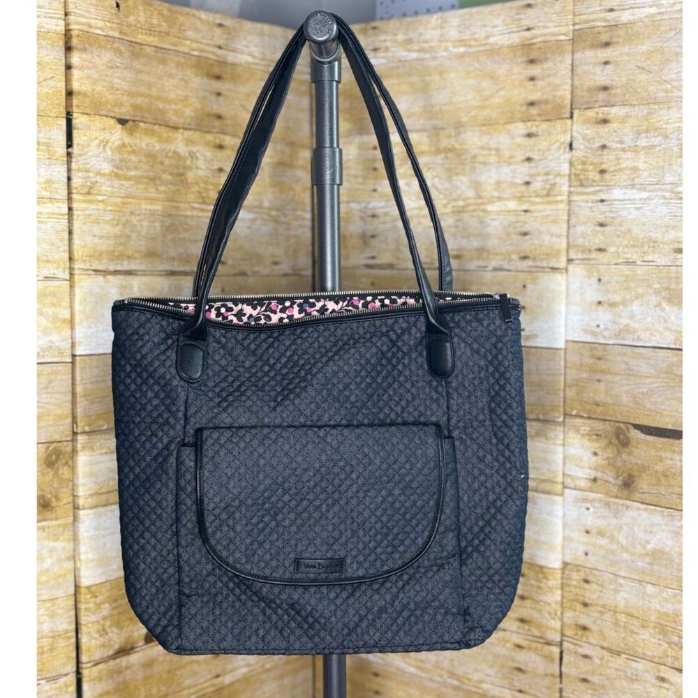 VERA BRADLEY CARSON NORTH SOUTH TOTE IN NAVY DENIM - Picture 2 of 5